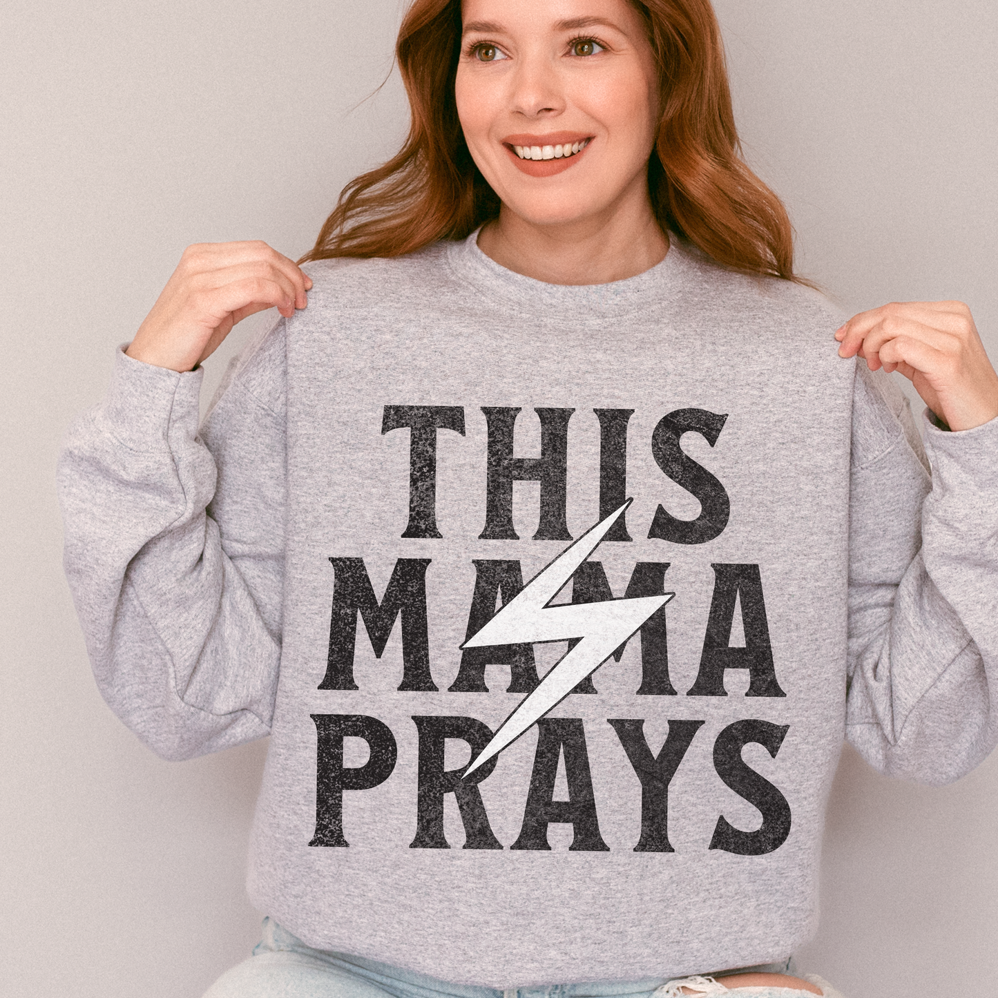 This Mama Prays Christian Crewneck Sweatshirt