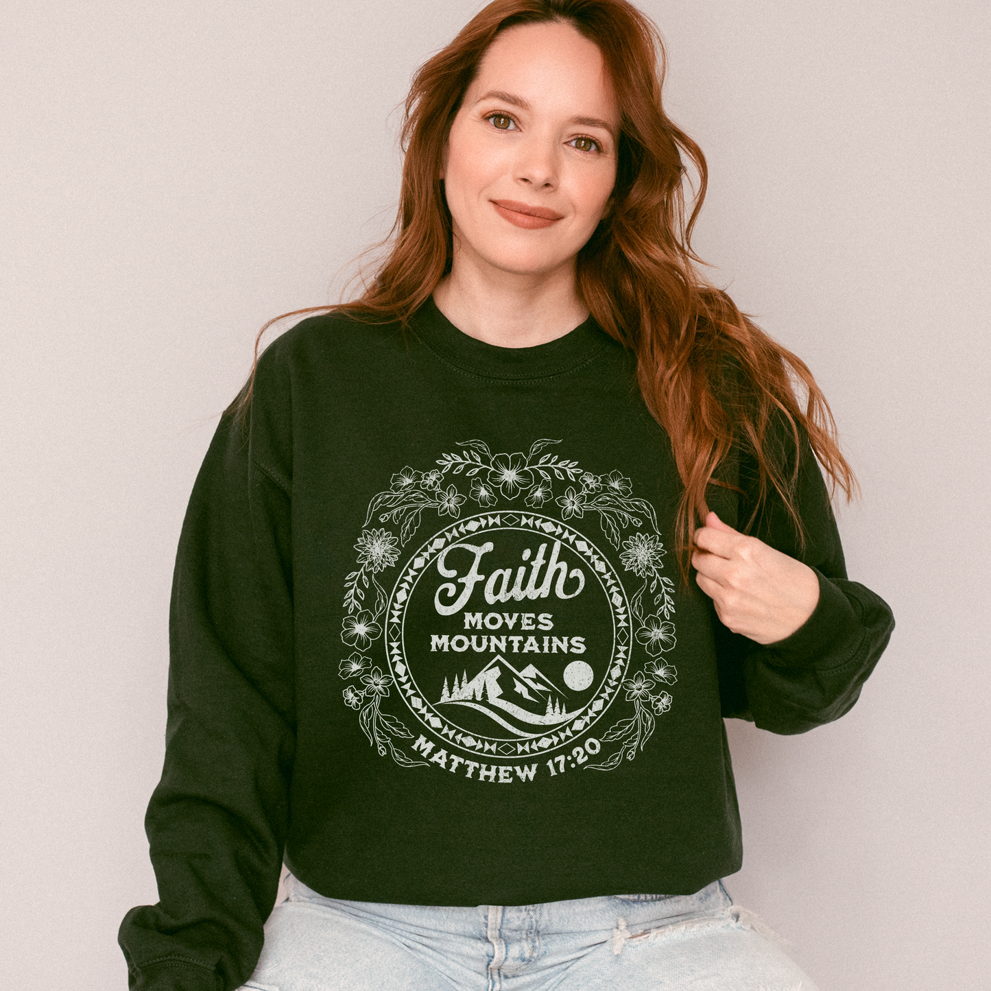 Faith Moves Mountains Unisex Crewneck Sweatshirt