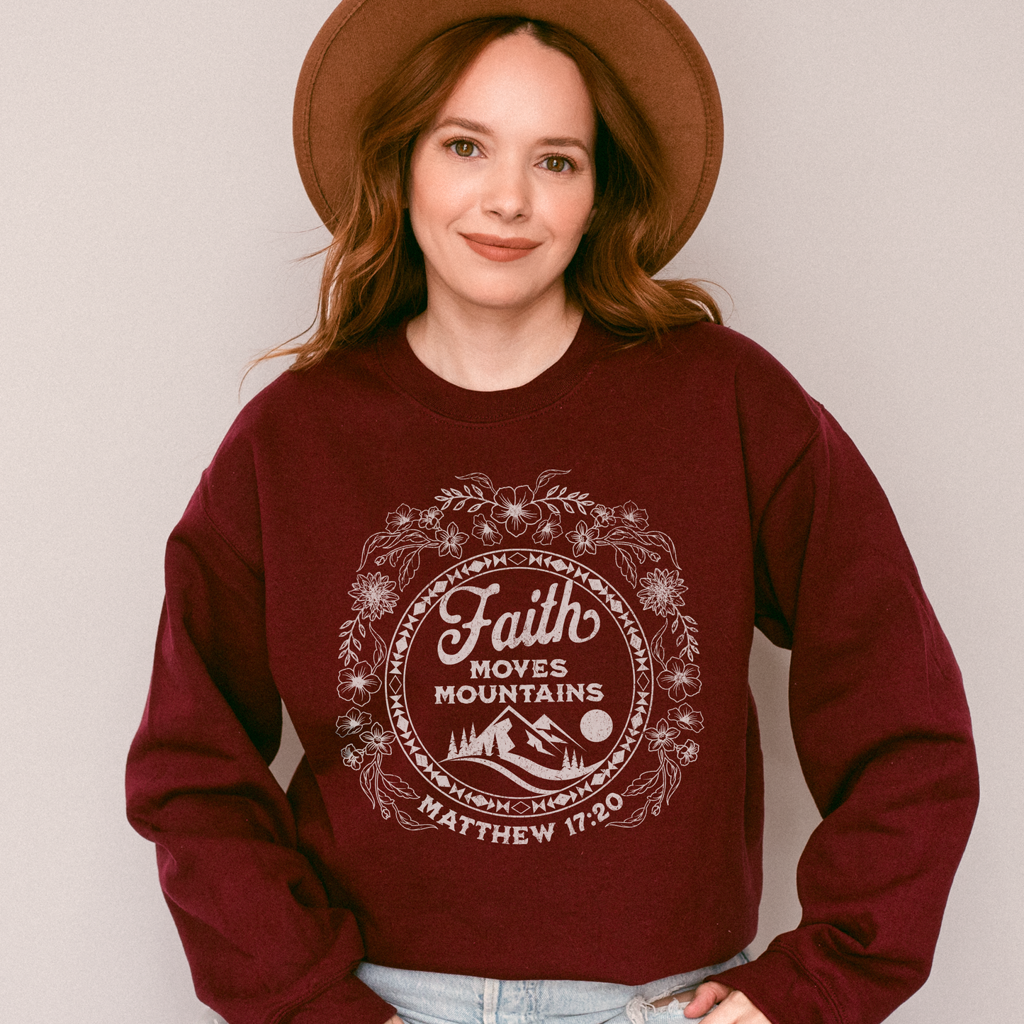 Faith Moves Mountains Unisex Crewneck Sweatshirt