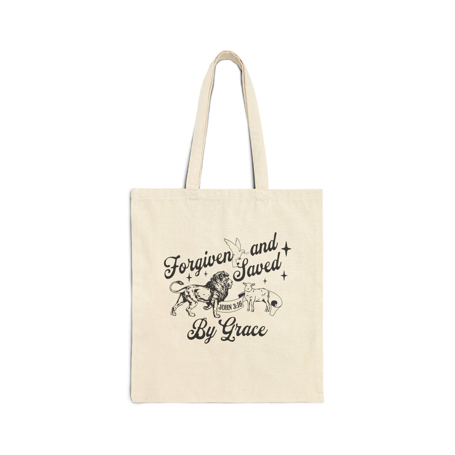 Forgiven and Saved Christian Tote Bag