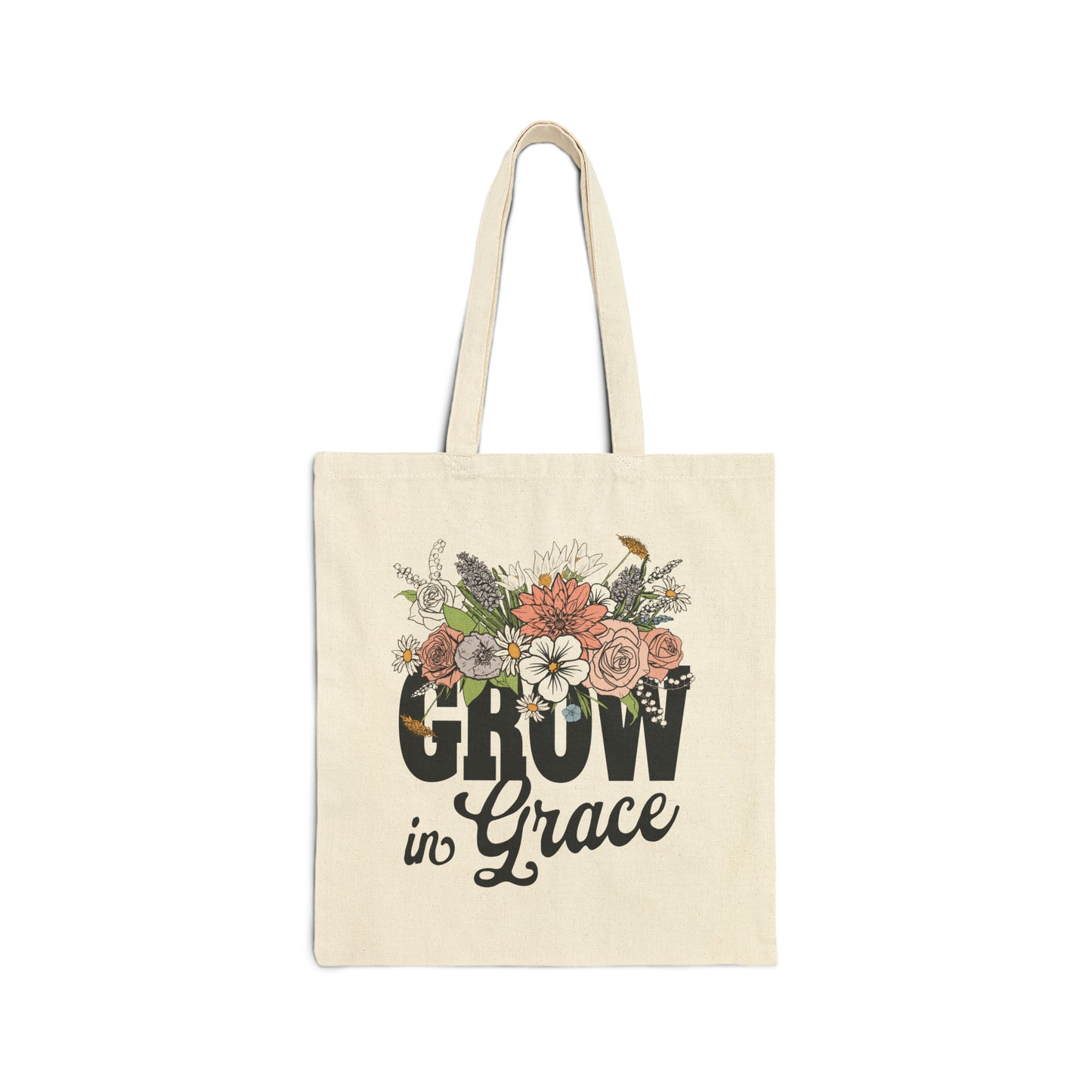 Grow In Grace Cotton Canvas Tote Bag