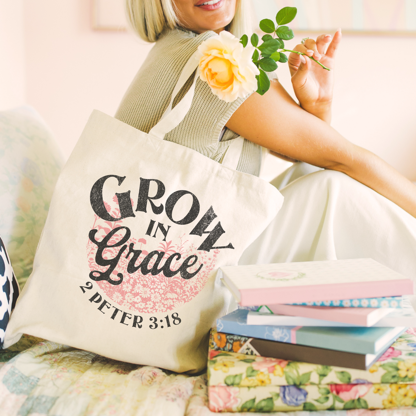 Grow In Grace Cotton Canvas Tote