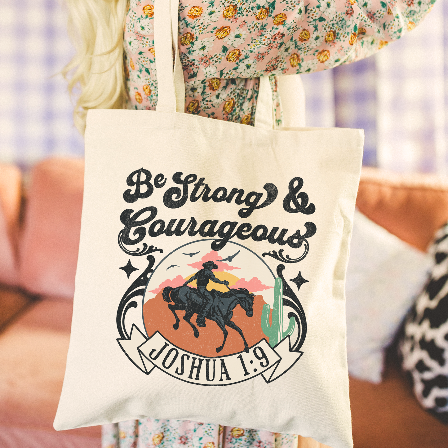 Be Strong And Courageous Christian Tote Bag