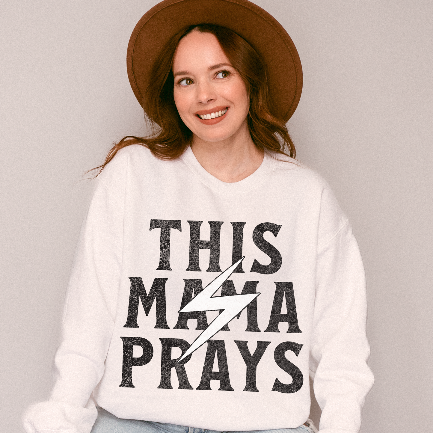 This Mama Prays Christian Crewneck Sweatshirt