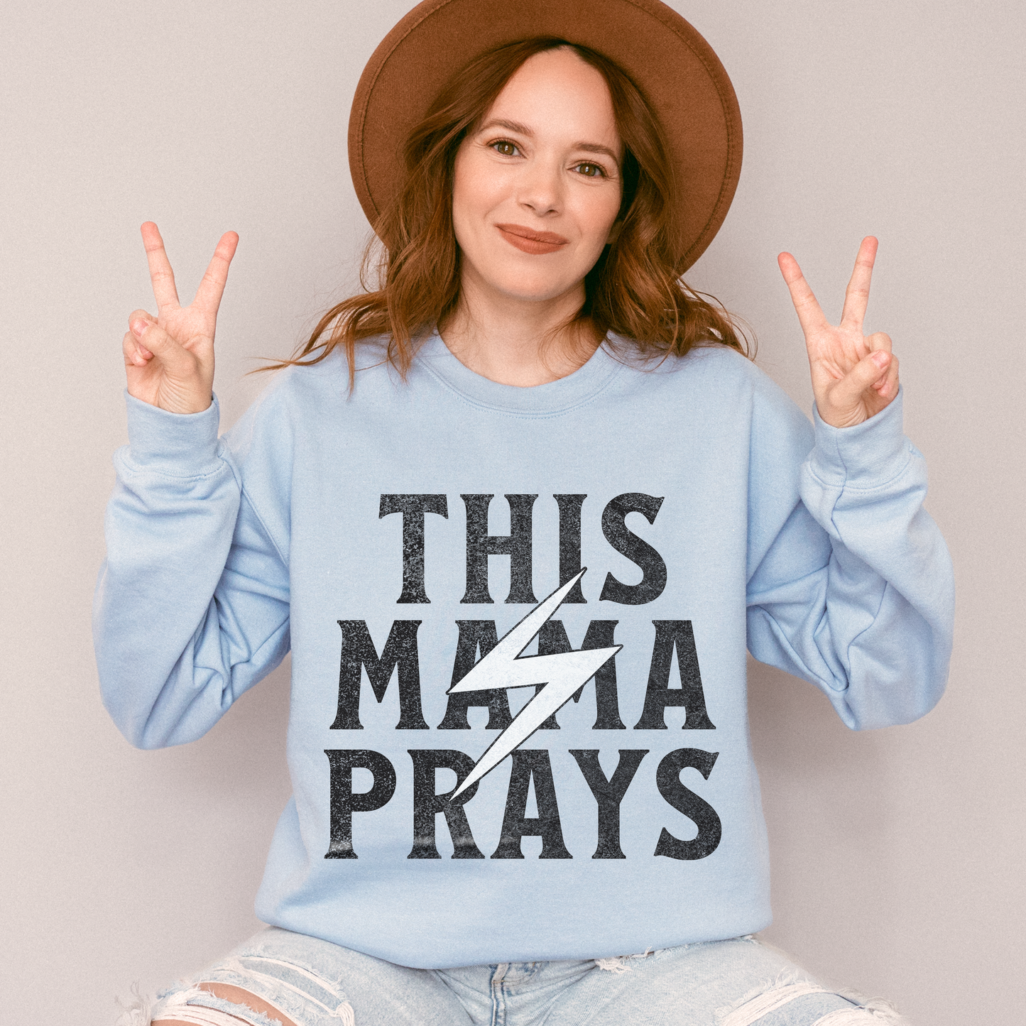 This Mama Prays Christian Crewneck Sweatshirt