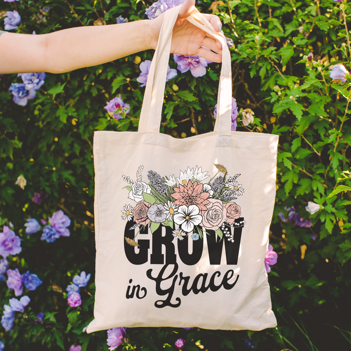 Grow In Grace Cotton Canvas Tote Bag