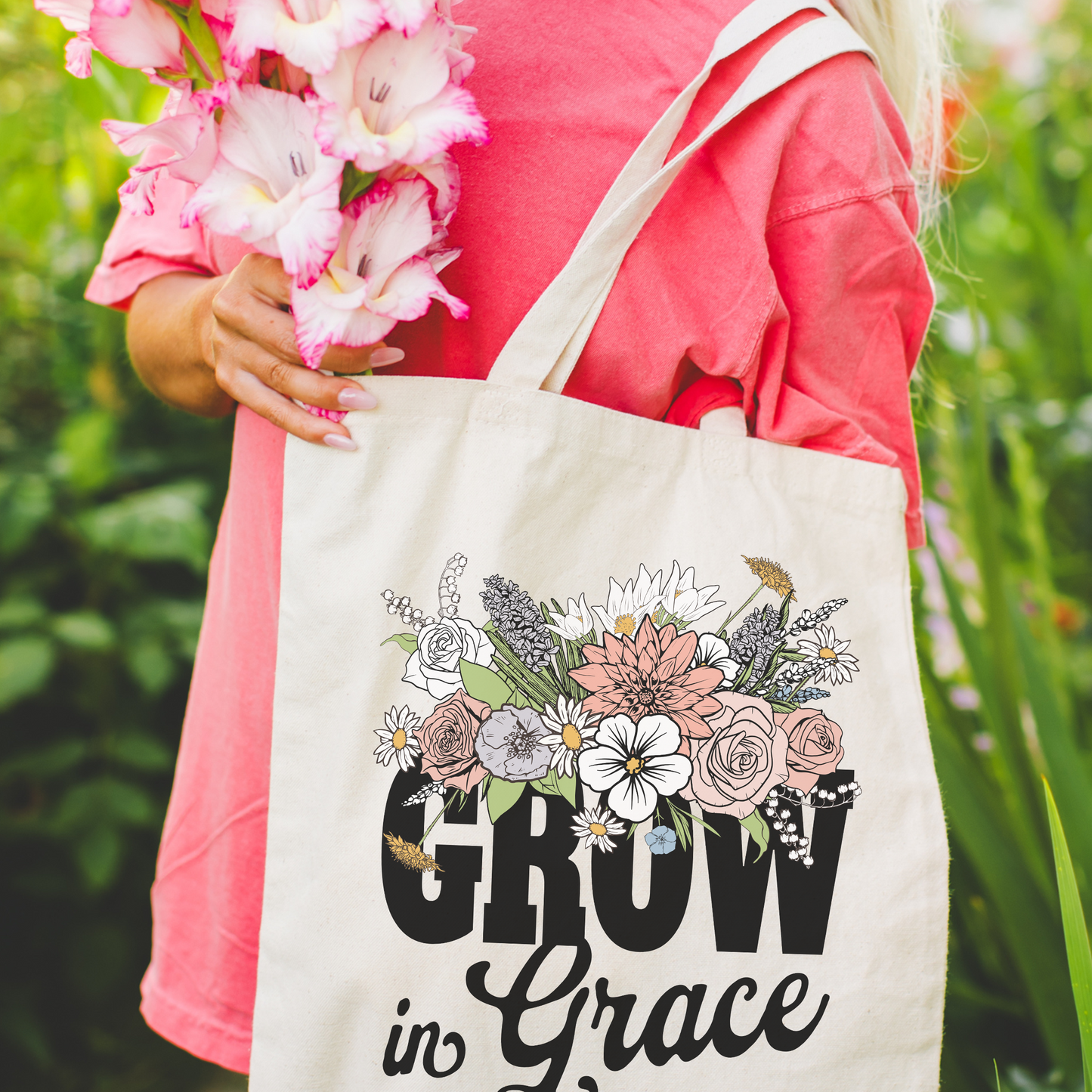 Grow In Grace Cotton Canvas Tote Bag