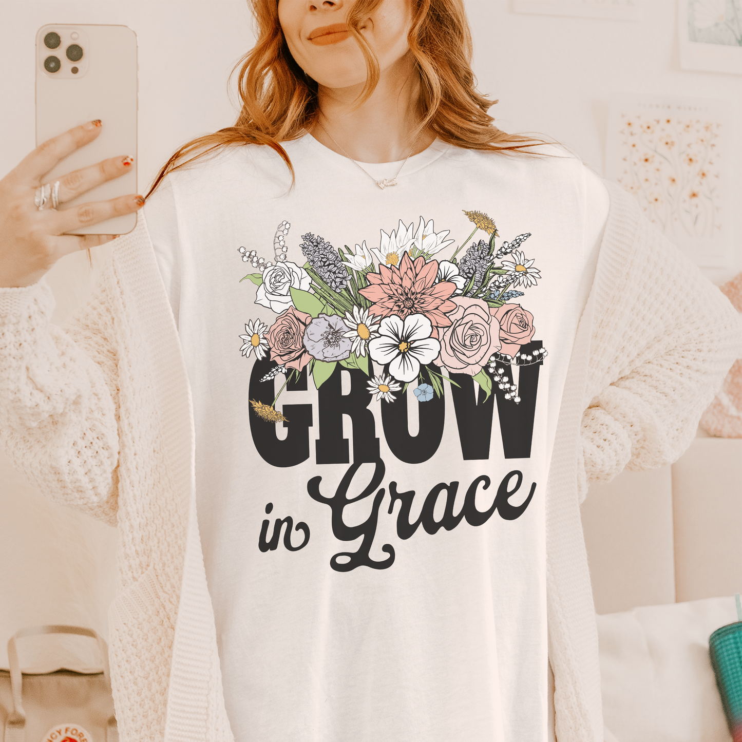 Grow In Grace Floral Unisex Tee