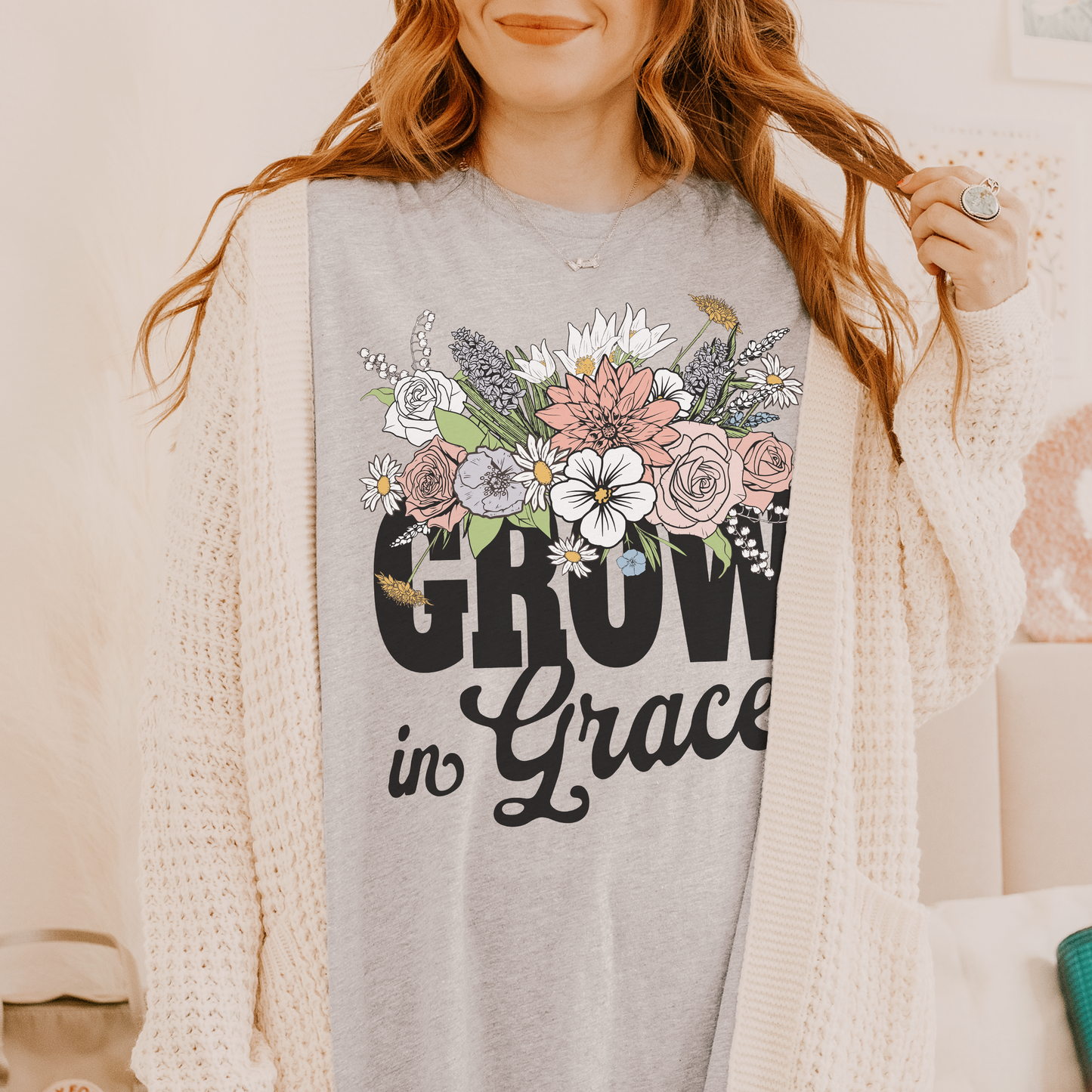 Grow In Grace Floral Unisex Tee