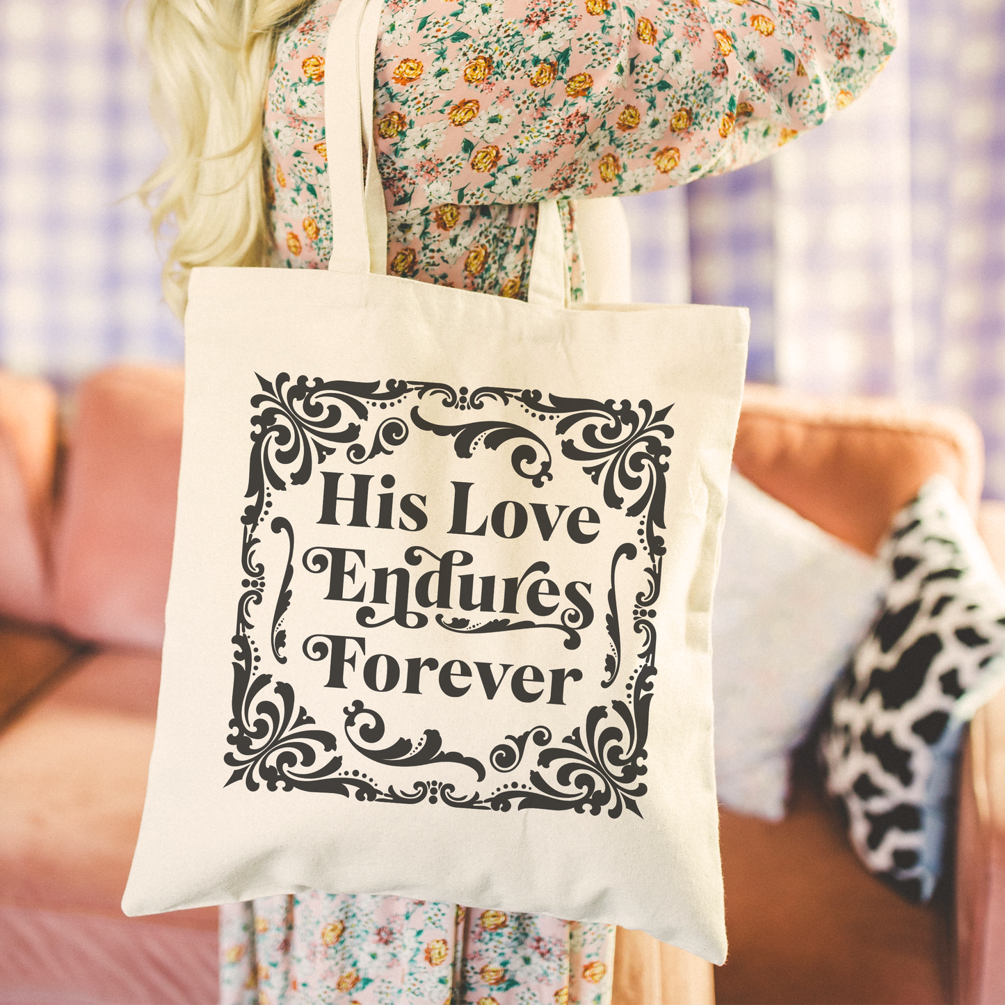 His Love Endures Cotton Tote