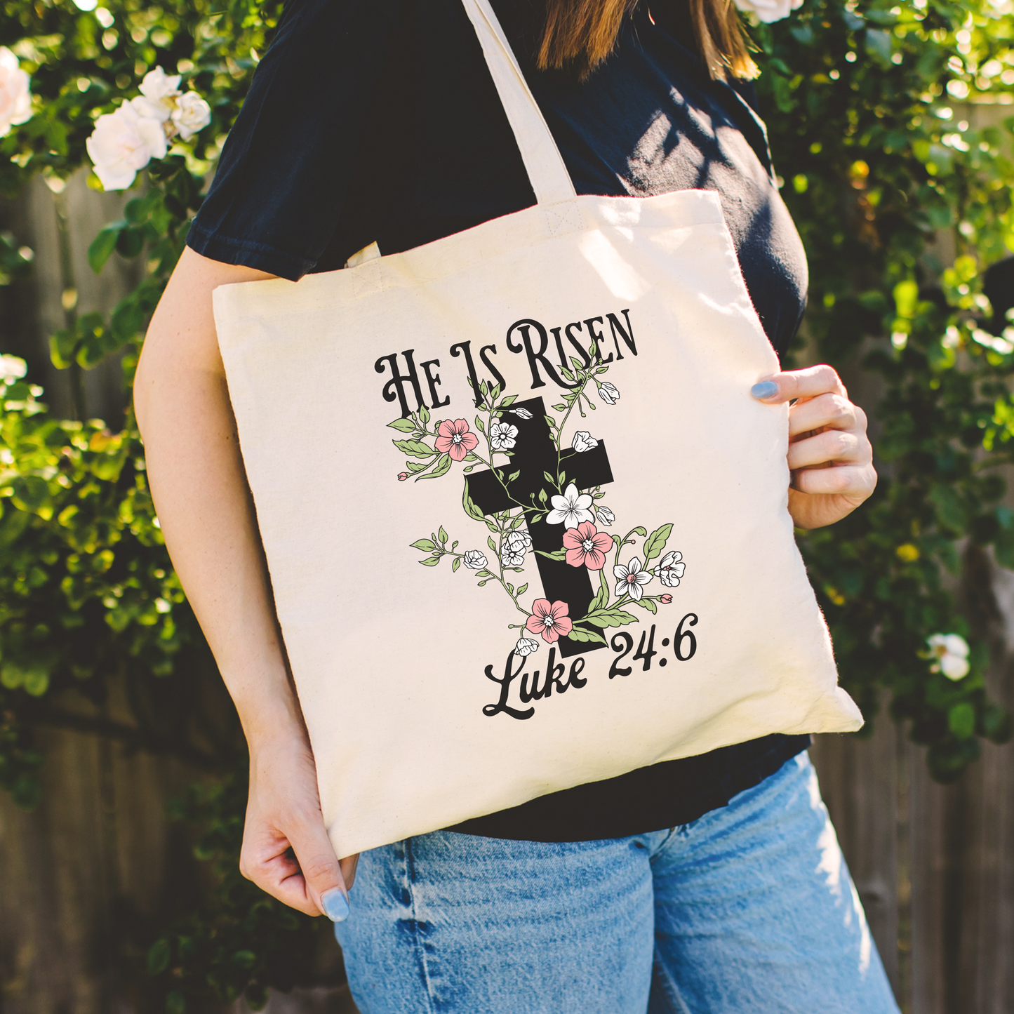 He Is Risen Cotton Canvas Tote Bag